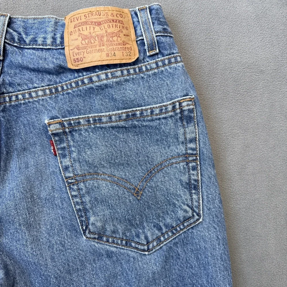 VTG Levis 550 Jeans‎ Mens 34x32 Blue Relaxed Fit Medium Wash Y2K Denim 100% Ctn